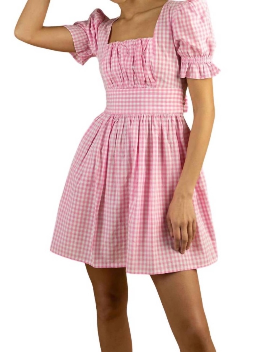 Batsheva Pink Popham Gingham Mini Dress NWT